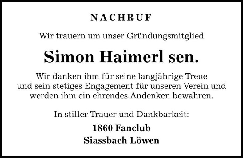 Traueranzeige Simon Haimerl