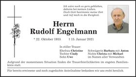 Traueranzeige Rudolf Engelmann