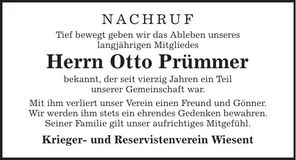 Traueranzeige Otto Prümmer