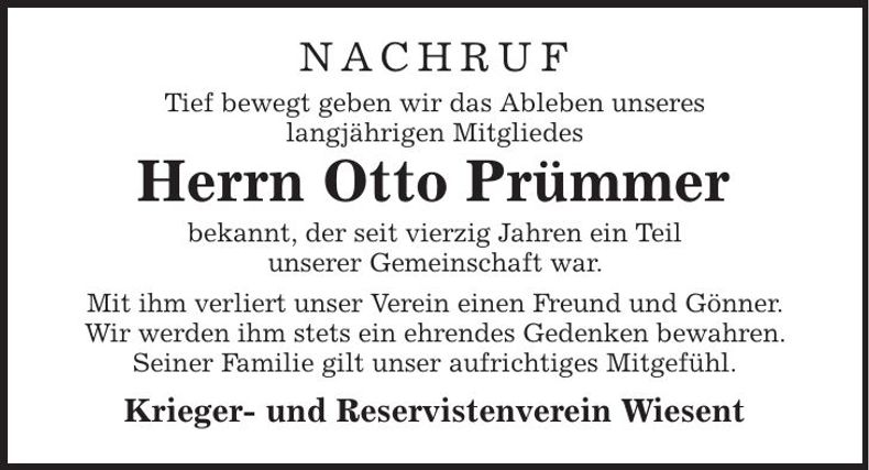 Traueranzeige Otto Prümmer