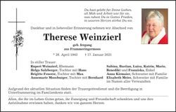 Traueranzeige Therese Weinzierl