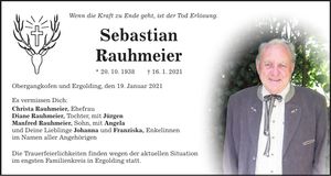 Traueranzeige Sebastian Rauhmeier