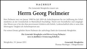 Traueranzeige Georg Pielmeier