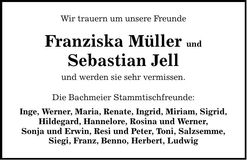 Traueranzeige Franziska & Sebastian Müller & Jell