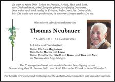 Traueranzeige Thomas Neubauer
