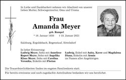 Traueranzeige Amanda Meyer