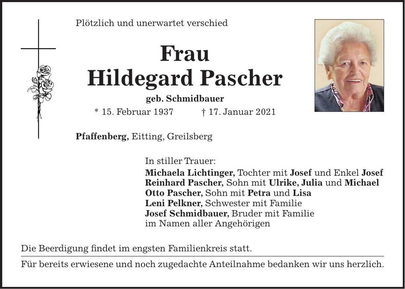 Traueranzeige Hildegard Pascher