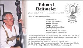 Traueranzeige Eduard Reitmeier