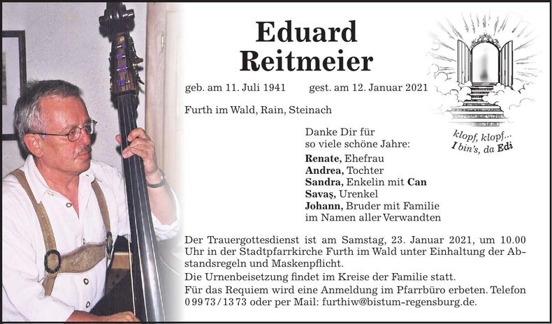 Traueranzeige Eduard Reitmeier