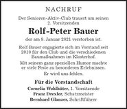 Traueranzeige Rolf-Peter Bauer