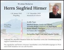 Traueranzeige Siegfried Hirmer