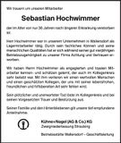 Traueranzeige Sebastian Hochwimmer