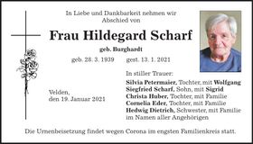 Traueranzeige Hildegard Scharf