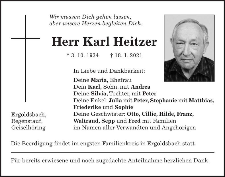 Traueranzeige Karl Heitzer