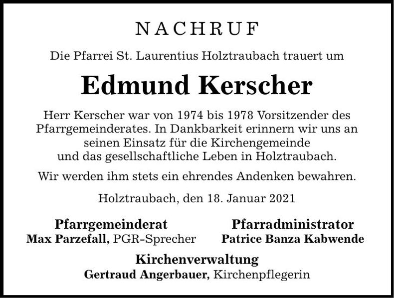 Traueranzeige Edmund Kerscher