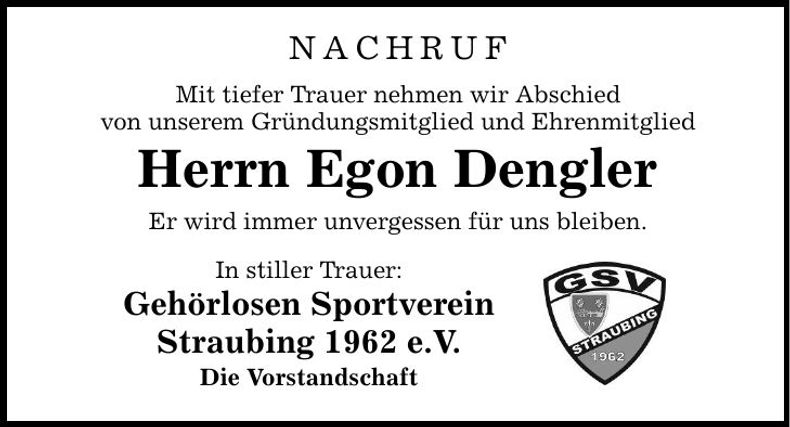 Traueranzeige Egon Dengler