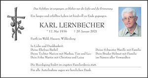Traueranzeige Karl Lernbecher