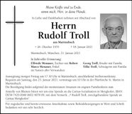 Traueranzeige Rudolf Troll