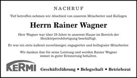 Traueranzeige Rainer Wagner