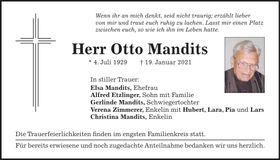 Traueranzeige Otto Mandits