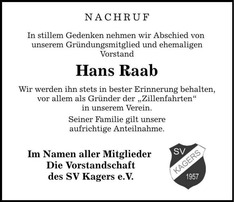 Traueranzeige Hans Raab