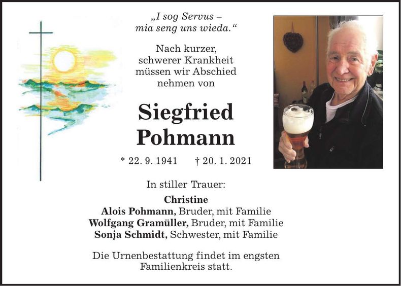 Traueranzeige Siegfried Pohmann