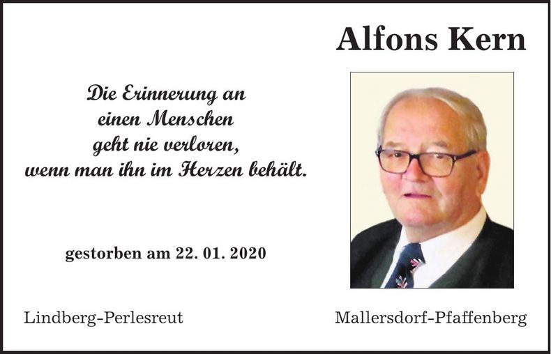 Traueranzeige Alfons Kern