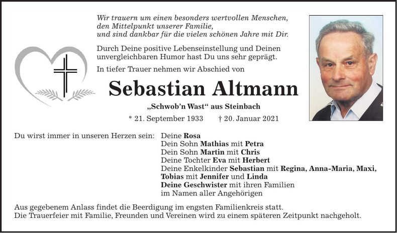 Traueranzeige Sebastian Altmann