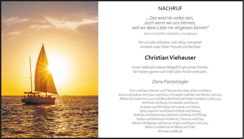 Traueranzeige Christian Viehauser