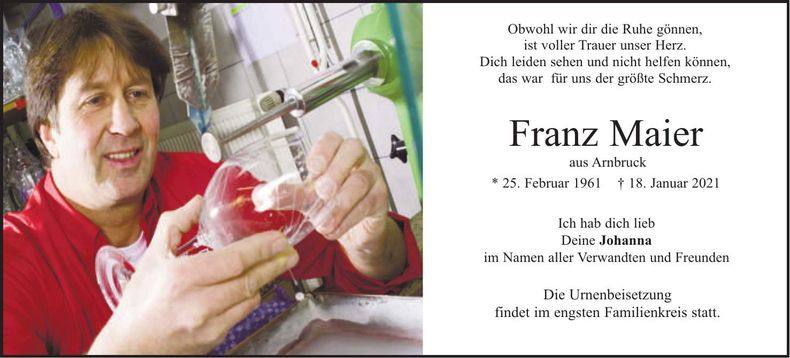 Traueranzeige Franz Maier