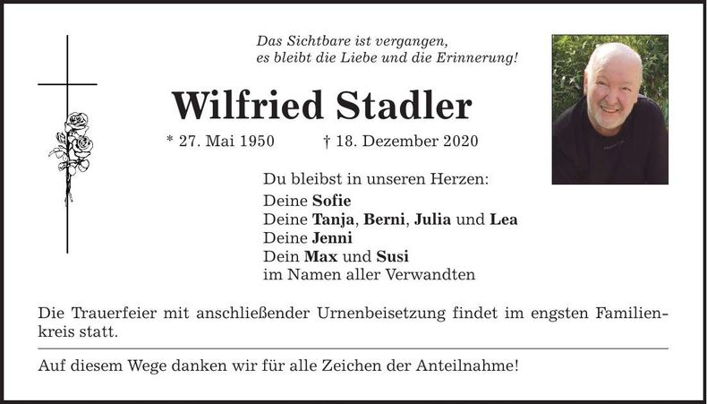 Traueranzeige Wilfried Stadler