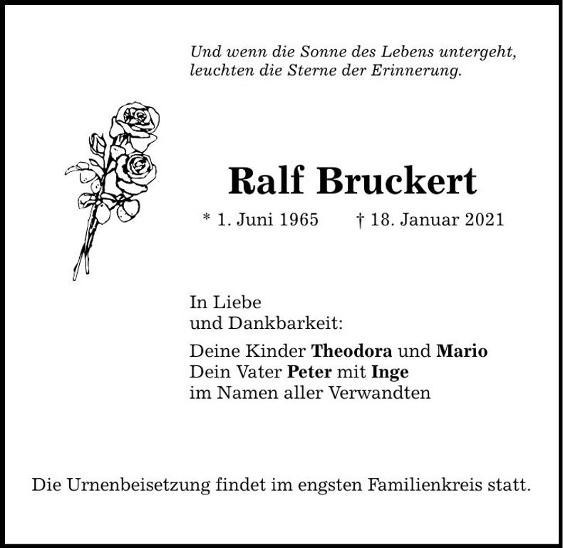 Traueranzeige Ralf Bruckert