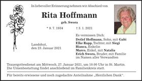 Traueranzeige Rita Hoffmann