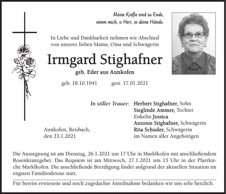 Traueranzeige Herbert Stighafner