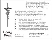 Traueranzeige Georg Denk