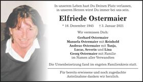 Traueranzeige Elfriede Ostermaier