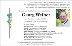 Traueranzeige Georg Weiher