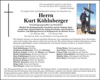 Traueranzeige Kurt Köhlnberger