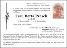 Traueranzeige Berta Prasch