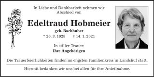 Traueranzeige Edeltraud Hobmeier