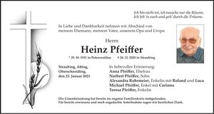 Traueranzeige Heinz Pfeiffer