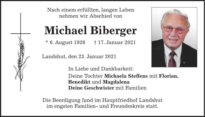 Traueranzeige Michael Biberger