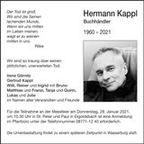 Traueranzeige Hermann Kappl