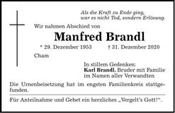 Traueranzeige Manfred Brandl