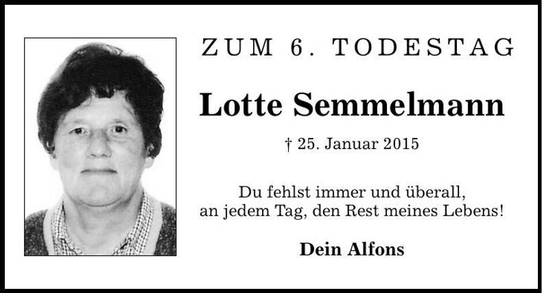Traueranzeige Lotte Semmelmann