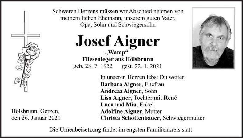 Traueranzeige Josef Aigner