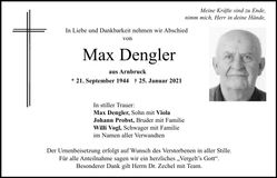 Traueranzeige Max Dengler