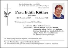Traueranzeige Edith Köther