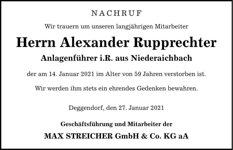 Traueranzeige Georg Eidenschink