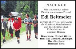 Traueranzeige Edi Reitmeier